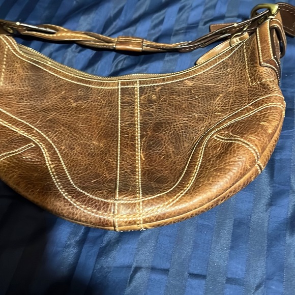 Vintage Coach hobo style bag brown/beige worn look EXCELLENT CONDITION - Picture 1 of 6